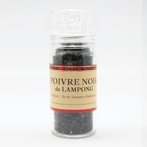 Aube-Gourmet Poivre noir de Lampong moulin rechargeables 90ml de 45 grammes
