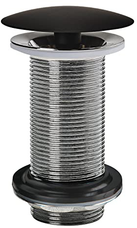 Wirquin 30723915 Bonde de lavabo design laiton Collection Black Touch à écoulement libre 100 mm, chromé et noir