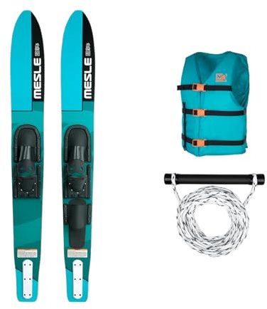 MESLE Wasser-Ski Set XPlore 157 cm mit Weste Promo + Leine Set, Anfänger und Fortgeschrittene Combo-Ski Ausrüstung für Jugendliche und Erwachsene