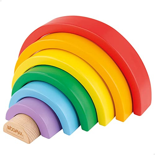 WOOMAX Montessori Jeu de Construction Arc-en-Ciel en Bois pour Enfant 6 pièces