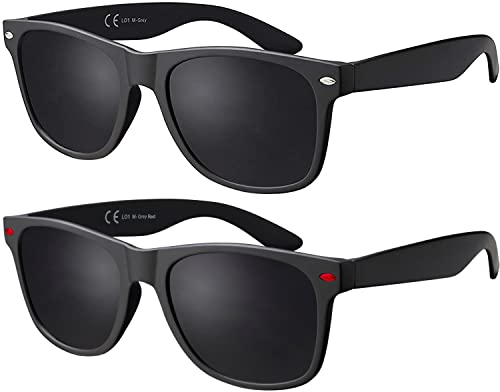 La Optica B.L.M. Herren Sonnenbrille UV400 CAT 3 Damen Unisex Outdoor Retro Sunglasses Men Party Festival Set Sport Matt Schwarz (Gläser: Grau)