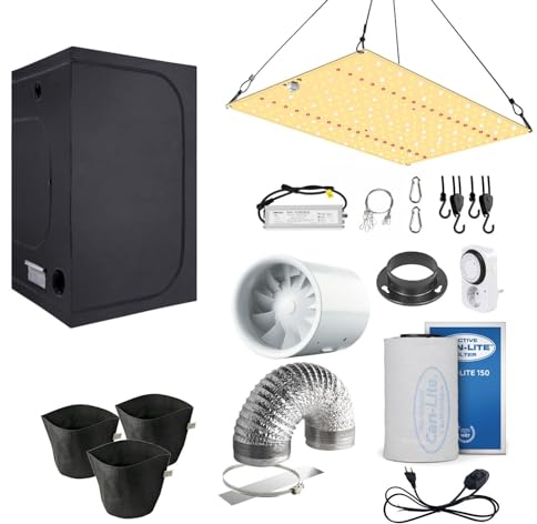 NICEGROW.de Growbox Komplettset 80x80 für 3 Pflanzen, dimmbare LED und leise Abluft regelbar