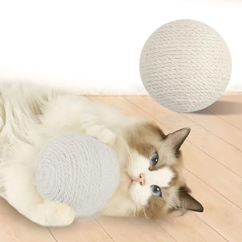 Langlebige Kratzkugel für Katzen, Sisal Kratzball für Katzen, kratzspielzeug Katze mit Sound (Durchmesser 10cm)