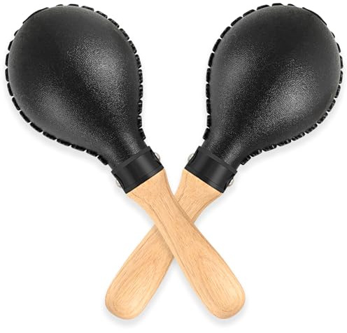 EASTROCK Maracas Hand Percussion Rattles Sand Hammer Percussion Instrument Black Professional Maracas with ABS Shells and Wooden Handles for Live Performances and Recording Party Concert KTV Black