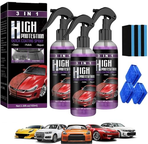 3 Stück High Protection 3in1 Spray, 3 in 1 Beschichtungsspray für Auto, Neues Verbessertes Schnelles Auto-Nano-Beschichtungsspray, 3 in 1 High Protection Quick Coating Spray (300ml) (3PCS)