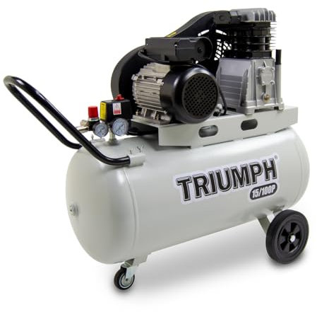 100 Litre Air Compressor 14.8CFM 100L 145psi Belt Driven 10 BAR 2200w 3HP Triumph 15/100P Oil Lubricated Portable 230V - 2 Years Warranty