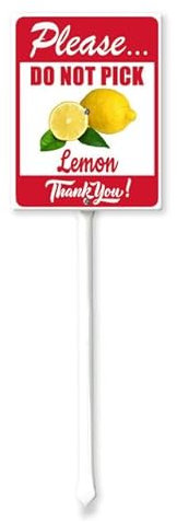 Geroclonup Segni di frutta per giardino Cartello da cortile con scritta Do Not Pick Lemon Sign with Stake Outdoor Sign 17,5 x 22 cm Cartello da cortile Antiruggine per esterni Cartello in alluminio