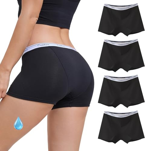 WEASIC Boxer menstruel Taille Haute en Coton Slip Flux abondant Protection hygiénique Culotte réutilisable Confortable Léger à Lourd