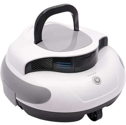 Poolrobot, 18 W batteri pooldammsugare med 5 000 mAh batteri och laddare, uthållighet 100 minuter, självparkering, en touch-start, automatisk poolrengöring upp till 92,9 m²
