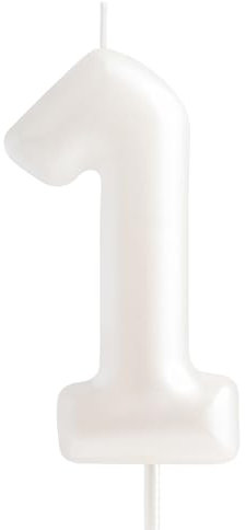 Hongplus Macaron White Number 1 Candle, 1 Birthday Candle, White Happy First Birthday Candles for Cake, Cake Topper Decorations for Girls Pastel Sweet 1 Birthday Party Decorations