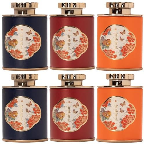 Glixoft Boîte À Thé Vide en Métal Vintage, 6 Pièces, Pot À Thé Élégant, Récipient De Stockage pour Café, Herbes, Bonbons, Chocolat, Sucre, Épices