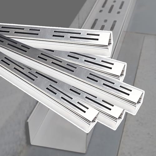 Confezione da 5 canali di drenaggio con griglia per vialetto e giardino, extra lunghi 100-200 cm, canali di drenaggio per una gestione efficace dell'acqua