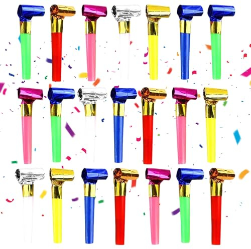 Geburtstagsfeier Pfeifen, Partytröten, Bunte Party Hörner, Tröten Kindergeburtstag, Krachmacher, Party Kinder Gebläse, Für Neujahr Geburtstag Party, Kinder Party, Farbe zufällig (25PCS)