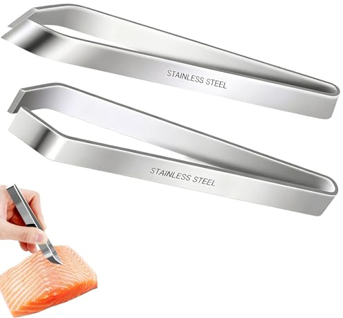 2 Piezas Pinzas de Cocina de Acero Inoxidable – Pinza para Espinas de Pescado y Pinzas Jamón, Ideal para Preparación de Pescado, Apicultura y Tareas de Cocina