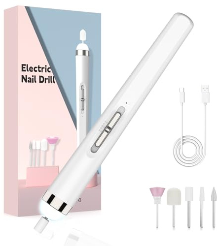 Electric Nail Drill Cordless E File for Acrylic Gel Nails with LED Light