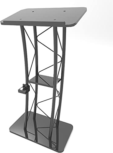 JIANSMZ Lecterns Curved Podium, Stand Up Church Lectern Slanted Conference Pulpit, 47-Inch Tall Truss Metal/Wood Pulpit Lectern, Podium Stand Portable for Speeches Opening Ceremo