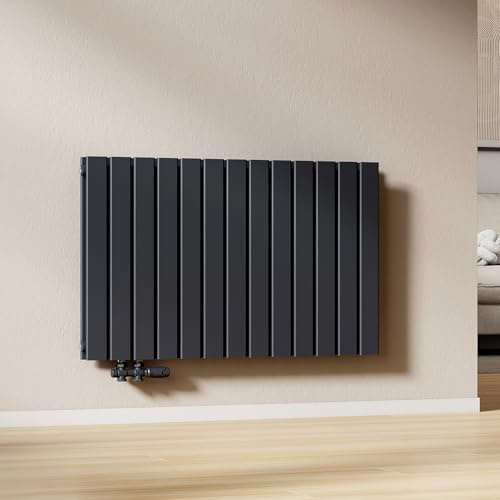 EMKE Radiatore ad Acqua 63 x 100,6 cm, Termosifone a Parete con Pannelli Piatti Doppio, Riscaldamento Centralizzato per Soggiorno e Bagno, Attacco Centrale 50 mm, Antracite,1308 W,12 m²