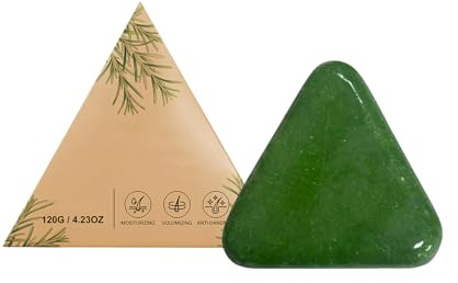 Jabón Champú Sólido,Champú Sólido para el Crecimiento del Cabello,Jabón Triangular Verde para el Cabello Para Mujeres y Hombres,Fortalecimiento del Cabello