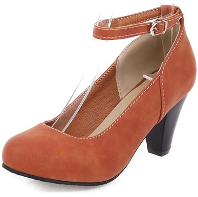 Elegantes zapatos tradicionales para mujer, zapatos de novia, cerrados y cómodos, con plataforma, zapatos de baile festivos, tacones altos, pies anchos, tacón de bloque, bodas, naranja, 38 EU