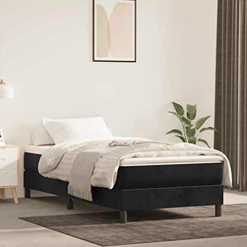 Vanitopaz Pocketfjäderkärna madrass medium svart 100 x 200 x 20 cm sammetsöverdrag med skumkärna för gäster sängunderlag, vändmadrass och zonavlastning