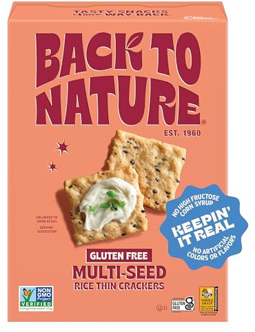 Back to Nature Gluten Free Crackers, Non-GMO Multi-Seed Rice Thins, 4 Ounce