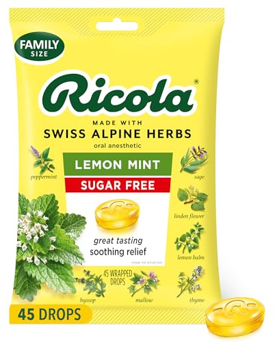 Ricola Big Bag Sugar Free Lemon Mint Cough Drops, 45 Drops, 1 Count
