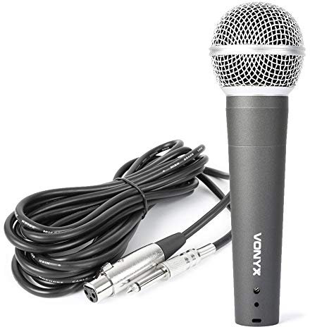 VONYX DM58 Dynamic Microphone with 5m XLR to 6.35mm Jack Cable, Professional Cardioid Mic for Vocal Singing, Speech, Karaoke, DJ and Live PA Performance, Metal Body, Built-in Pop Shield