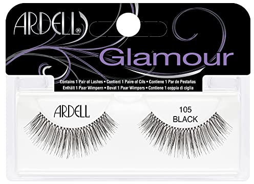ARDELL Glamour, Pestañas Postizas 105 Black, Contiene 1 Par de Pestañas y Pegamento - 1 Set