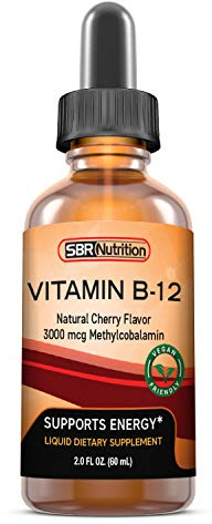 SBR Nutrition Vitamin B12 Sublingual Liquid Drops - Methylcobalamin, VIT B 12 Supports Energy, Max Absorption, 3000mcg Per Serving, 60 Servings, Non-GMO, Vegan Friendly, Manufactured in The USA