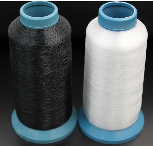 White and Black Nylon Clear Invisible Sewing Overlocking Thread, 0.15mm 3,000 Meters Each Clear Sewing Threads for Overlock, Sewing, Quilting, Wedding Dress, Sequin