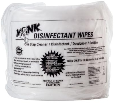 Monk 69800r - Toallitas desinfectantes con aroma a limón, 800 unidades, (2 rollos de repuesto)