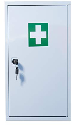 Lüllmann Stahl Verbandschrank Erste Hilfe Kasten 46x30x14cm Medizinschrank Verbandschrank abschließbar leer
