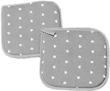 Russo Tessuti Set Coppia 2 Presine Cucina Forno Cuoricini-Grigio