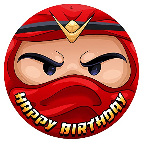 J&M DECO Decoration Gateau Anniversaire - Decoration Gateau Fondant - Décoration Coméstible Ninja Motif - Cake Topper Rond 20 cm - Décoration avec Papier Comestible - Deco Anniversaire Gateau