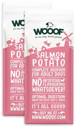 WOOOF Lachs & Kartoffel 36kg kaltgepresstes, getreidefreies und hypoallergenes Hundefutter | Trockenfutter, leicht verdaulich, ohne Weizengluten
