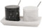 Radicaln Lot de 2 salières en marbre avec couvercle - 7,6 cm - Fait à la main - Noir et blanc - Pour la cuisine - Moderne - Avec plateau et récipient à sel en pierre