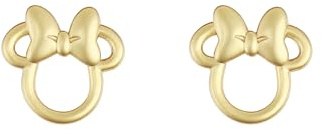 Disney Pendientes de tuerca chapados en oro de Minnie Mouse para niñas, talla única, Latón, No es una piedra preciosa