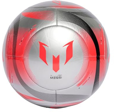 adidas Unisex - Adulto MESSI CLUB BALL, Silver Metallic/Lucid Red/Black, 4