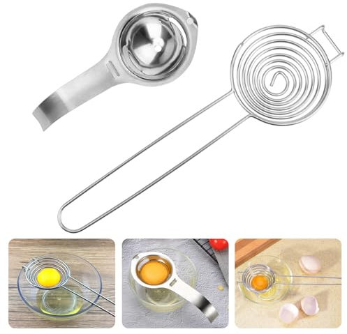 Eiertrenner, Pack of 2 Eigelbtrenner, Eitrenner Edelstahl,Trennung Von Eiweiß Und Eigelb, White Egg Yolk Filter Separator for Separating Protein and Egg Yolk, Easy Storage for Kitchen, Baking Tool