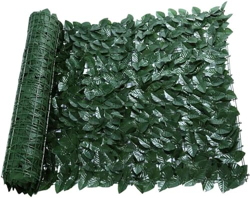 Seto artificial resistente a la intemperie para exteriores, 1 x 5 m, 1 x 10 m, valla verde, protección solar para balcón, terraza, jardín, plantas artificiales, privacidad para exteriores (color: S