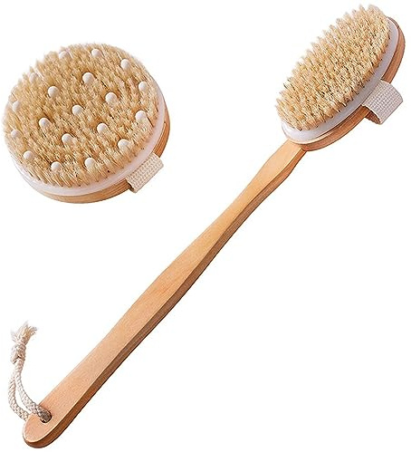 Mocturnity Torrborstande Kroppsborsteset 2, Exfolieringsborste för Torr Hud, Ryggskrubber för Dusch, Torrborste för Celluliter