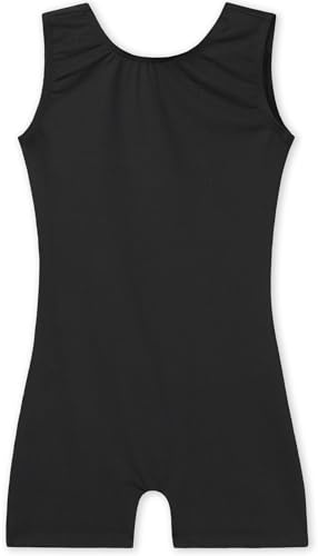 Nokecina Leotard for Girls Gymnastics Size 7-8 Years Old Black Workout Bodysuits One Piece Kids Biketards