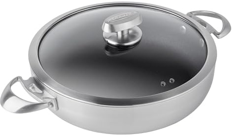 Scanpan CS+ 4.25 QT Nonstick Chef Pan with Lid – Compatible with All Cooktops, Induction Ready, Metal Utensil Safe, Oven Safe to 500°F, Dishwasher Safe