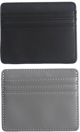 EORPAVU Fundas para tarjetas de crédito para hombre，2 tarjeteros, tarjetero protector de cuero, minitarjetero ultrafino, tarjetero de crédito, con RFID (negro + gris)