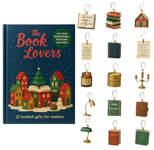 Calendrier de l'Avent 2025 pour les amateurs de livres, 25 calendriers de Noël, mini livres, compte à rebours de Noël, cadeau pour les de lecture