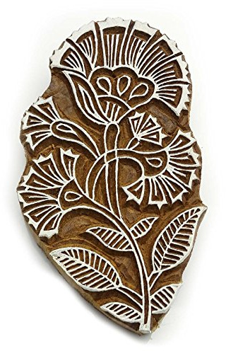 Indian Hand Carved Flower Design Wooden Printing Block Textile Stamp