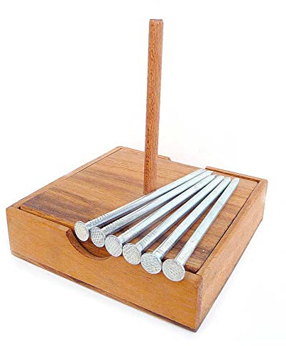 Logica Spiele Art. Schwebende Nägel - Denkspiel Aus Edlem Holz - Schwierigkeit 5/6 Unglaublich - Knobelspiel - Geduldspiel - Euklid Serie