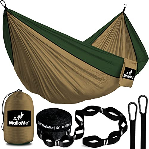 MalloMe Hamacas - Cintas de Primera para Hamaca con Mosquetones Incluidos - Hamaca Camping Jardin Exterior - Hamaca Colgante Portátil - Amaca Doble y Solo - Hammock Accesorios Camper