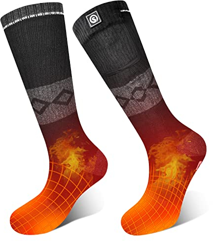 Sun Will Socken Beheizbar Damen/Herren Fußwärmer Elektrisch 7.4V 2200mAh Wiederaufladbare Skisocken Wintersport Aussen Wärmesocken für Fischen Wandern Radfahren Verhindern Arthritis Raynaud-Syndrom