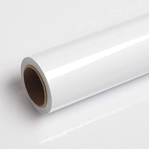 Livelynine Film adhésif pour meubles cuisine blanc brillant papier adhésif pour meubles papier vinyl autocollant papier peint autocollant blanc pailleté pour porte façades de cuisine lavable 40CM*2M